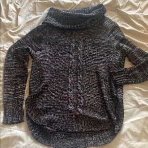 Vanity Black and Gray Chunky Knit Turtleneck Sweater